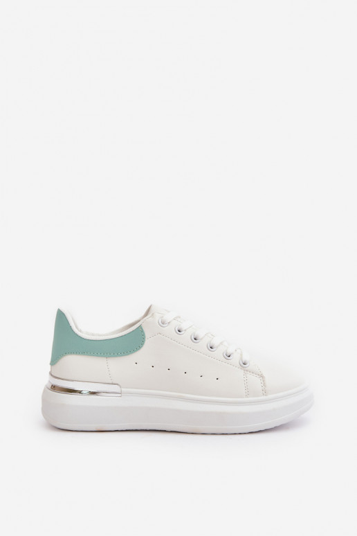 Chaussures de loisirs basses avec plateforme en cuir écologique Couleur blanc-vert Nevelena Chaussures de loisirs basses avec plateforme en cuir écologique Couleur blanc-vert Nevelena