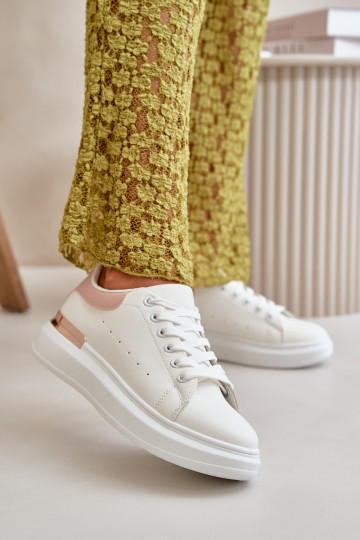Faible Chaussures de loisirs avec une plateforme en cuir écologique Blanc-rose Nevelena
