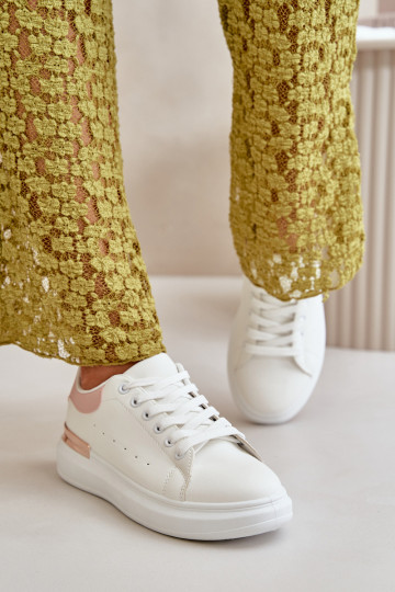 Faible Chaussures de loisirs avec une plateforme en cuir écologique Blanc-rose Nevelena 2