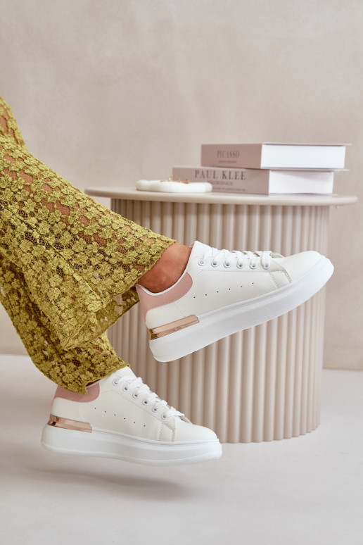 Faible Chaussures de loisirs avec une plateforme en cuir écologique Blanc-rose Nevelena