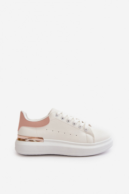 Faible Chaussures de loisirs avec une plateforme en cuir écologique Blanc-rose Nevelena