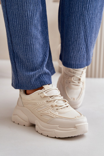 Chaussures de sport baskets modèle chaussures femme à semelles massives à la mode ivoire Lerista