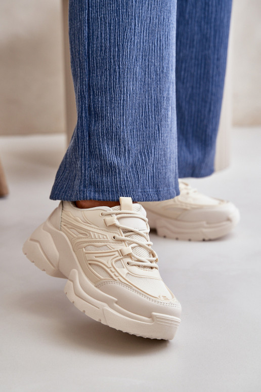 Chaussures de sport baskets modèle chaussures femme à semelles massives à la mode ivoire Lerista Chaussures de sport baskets modèle chaussures femme à semelles massives à la mode ivoire Lerista