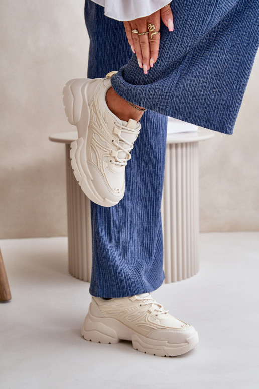 Chaussures de sport baskets modèle chaussures femme à semelles massives à la mode ivoire Lerista Chaussures de sport baskets modèle chaussures femme à semelles massives à la mode ivoire Lerista