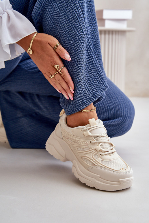 Chaussures de sport baskets modèle chaussures femme à semelles massives à la mode ivoire Lerista Chaussures de sport baskets modèle chaussures femme à semelles massives à la mode ivoire Lerista