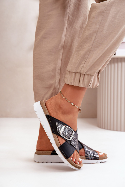 Pantoufles confortables pour femmes avec boucles Inblu CN000032 couleur noire