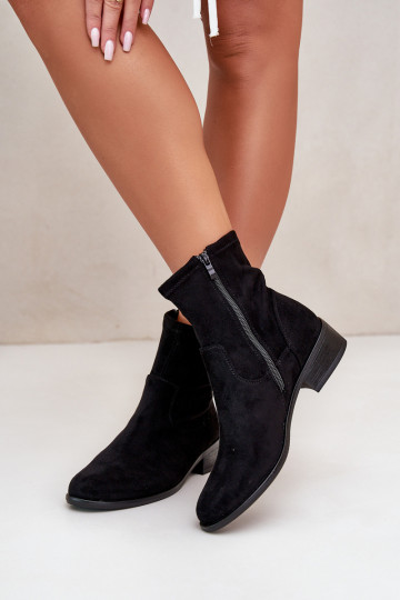 Bottines pour femmes avec fermetures éclair dans le château Avec détails décoratifs en éco-daim de couleur noire Lerioria 2