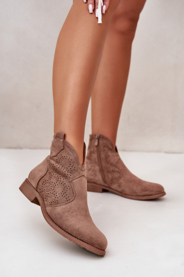 Bottes ajourées Féminin avec des talons larges marron S.Barski HY42-151