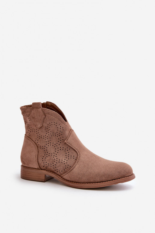 Bottes ajourées Féminin avec des talons larges marron S.Barski HY42-151 Bottes ajourées Féminin avec des talons larges marron S.Barski HY42-151