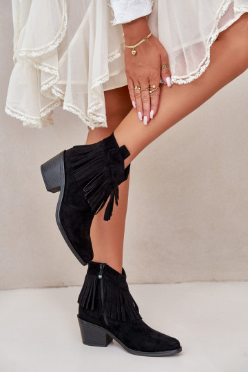 bottes style coÀboy Féminin Au Château en daim écologiqueoÀe couleur noire S.Barski HY42-127 2