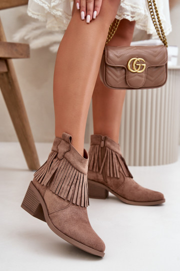 bottes style coÀboy Féminin Au Château en daim écologiqueoÀe marron S.Barski HY42-127