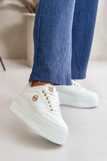 Baskets modèle chaussures de sport pour femmes, réchauffées avec semelles massives à la mode, couleur blanche Ardiela 2