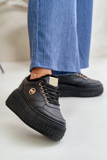 Chaussures modèle baskets baskets Féminin réchauffer avec des semelles massives à la mode couleur noire Ardiela