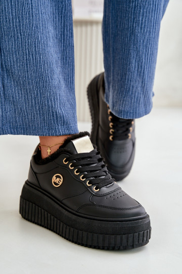 Baskets modèle chaussures de sport pour femmes, réchauffées avec semelles massives à la mode, couleur noire Ardiela 2