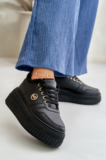 Chaussures modèle baskets baskets Féminin réchauffer avec des semelles massives à la mode couleur noire Verissha 2