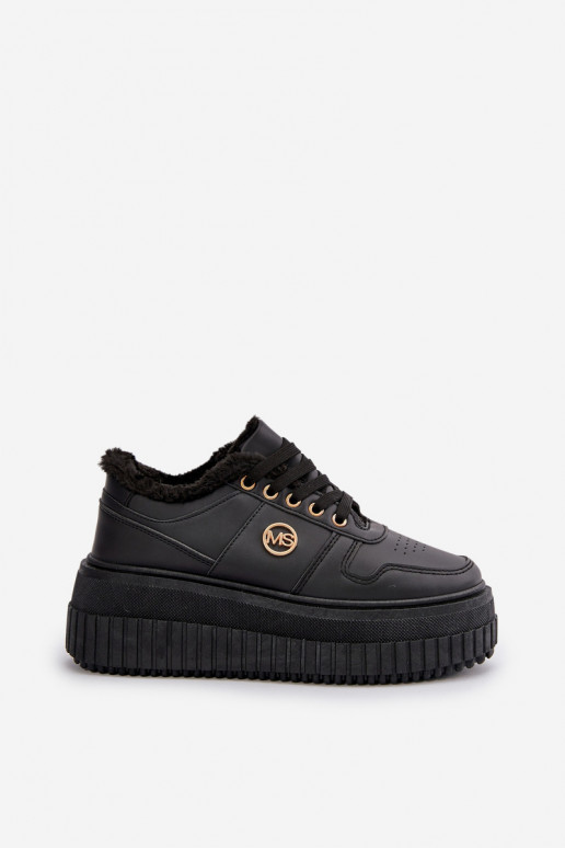 Chaussures modèle baskets baskets Féminin réchauffer avec des semelles massives à la mode couleur noire Verissha