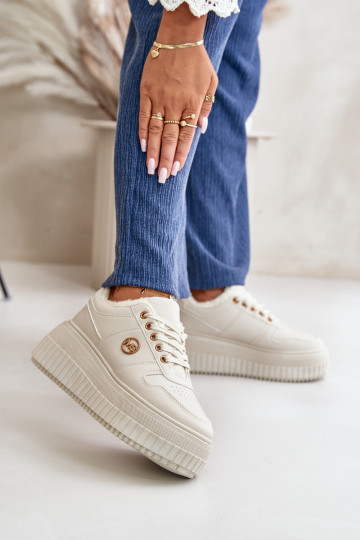Chaussures modèle baskets baskets Féminin réchauffer avec des semelles massives à la mode beige Verissha