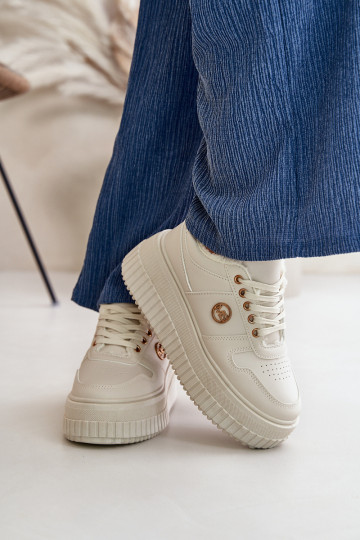 Baskets modèle chaussures de sport pour femmes, chaudes, à semelles massives à la mode, beige, Verissha 2