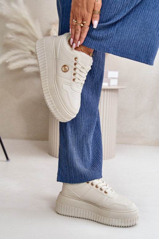 Chaussures modèle baskets baskets Féminin réchauffer avec des semelles massives à la mode beige Verissha