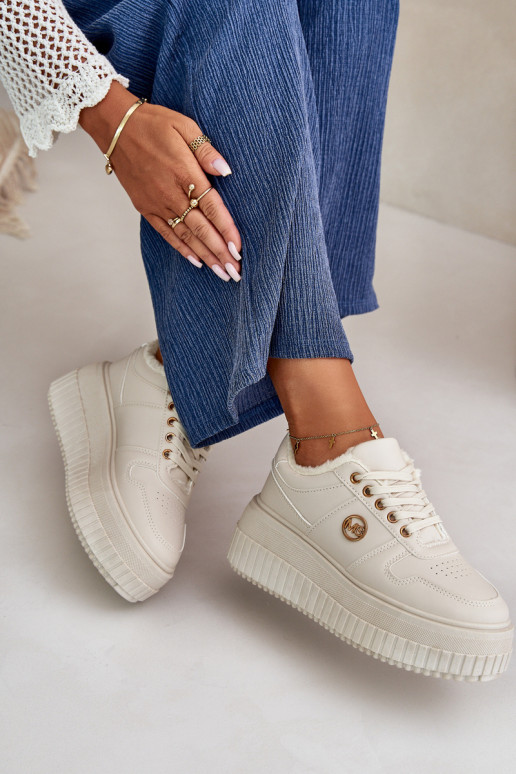 Chaussures modèle baskets baskets Féminin réchauffer avec des semelles massives à la mode beige Verissha