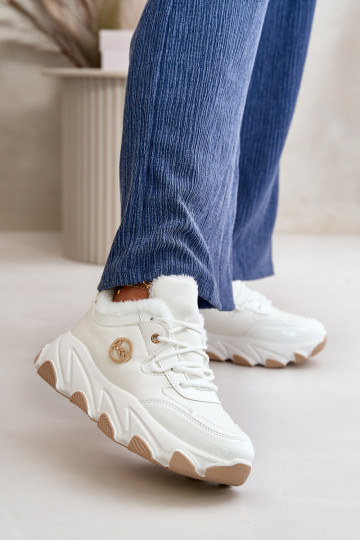 Chaussures de sport pour femmes à lacets réchauffées avec plateforme de couleur blanche Biaola