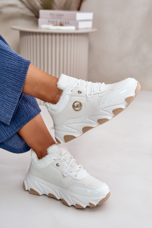 Féminin baskets avec des lacets réchauffer avec une plateforme couleur blanche Verioras Féminin baskets avec des lacets réchauffer avec une plateforme couleur blanche Verioras