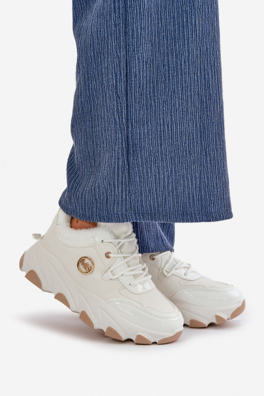 Féminin baskets avec des lacets réchauffer avec une plateforme couleur blanche Verioras Féminin baskets avec des lacets réchauffer avec une plateforme couleur blanche Verioras