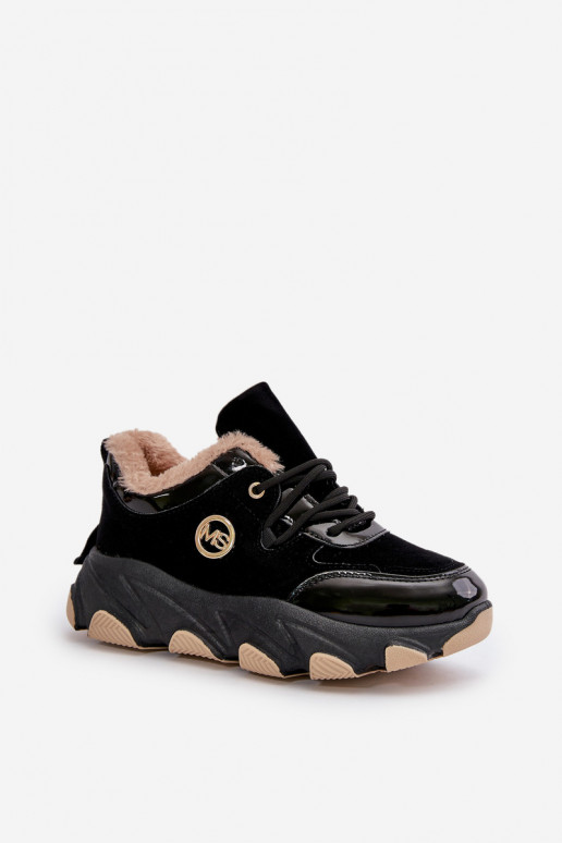 Féminin baskets avec des lacets réchauffer avec une plateforme couleur noire Verioras