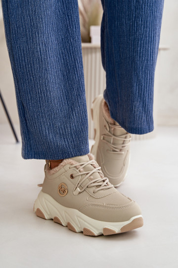 réchauffer baskets Féminin avec des lacets avec une plateforme beige Bialoa