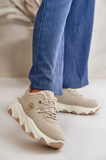 réchauffer baskets Féminin avec des lacets avec une plateforme beige Bialoa 2