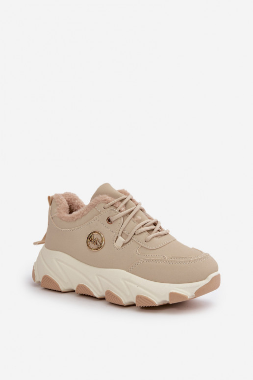 réchauffer baskets Féminin avec des lacets avec une plateforme beige Bialoa réchauffer baskets Féminin avec des lacets avec une plateforme beige Bialoa