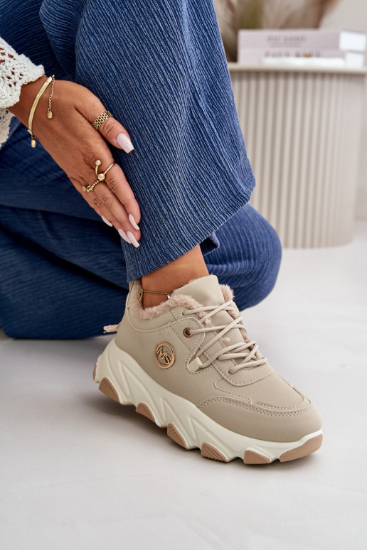 réchauffer baskets Féminin avec des lacets avec une plateforme beige Bialoa réchauffer baskets Féminin avec des lacets avec une plateforme beige Bialoa