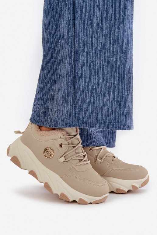 réchauffer baskets Féminin avec des lacets avec une plateforme beige Bialoa réchauffer baskets Féminin avec des lacets avec une plateforme beige Bialoa