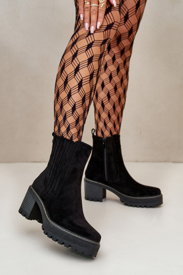 Bottes Z pour femmes en éco-daim réchauffées de couleur noire Nevitas