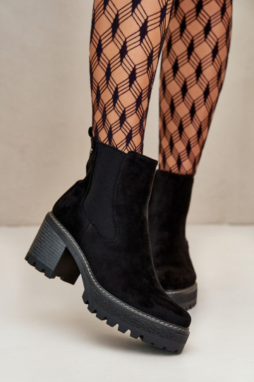 Bottes pour femmes réchauffer avec des talons en daim écologiqueoÀe couleur noire Irissinae 2