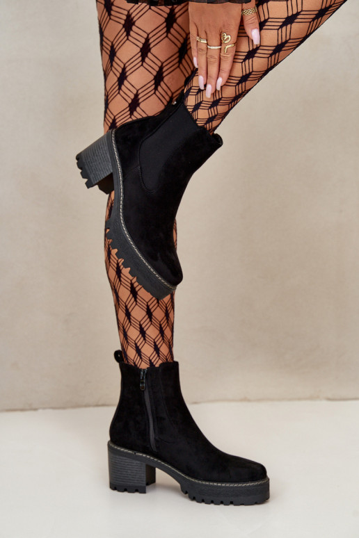 Bottes pour femmes réchauffer avec des talons en daim écologiqueoÀe couleur noire Irissinae Bottes pour femmes réchauffer avec des talons en daim écologiqueoÀe couleur noire Irissinae