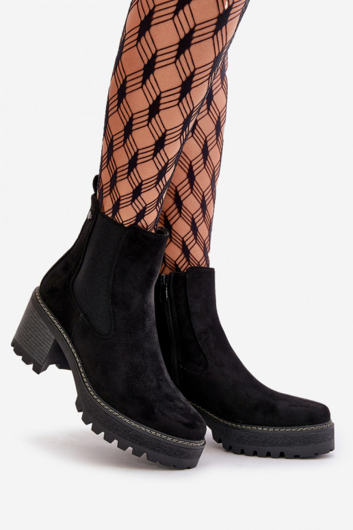 Bottes pour femmes réchauffer avec des talons en daim écologiqueoÀe couleur noire Irissinae Bottes pour femmes réchauffer avec des talons en daim écologiqueoÀe couleur noire Irissinae