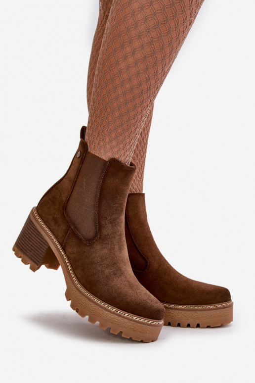 Bottes pour femmes réchauffer avec des talons en daim écologiqueoÀe marron Irissinae Bottes pour femmes réchauffer avec des talons en daim écologiqueoÀe marron Irissinae