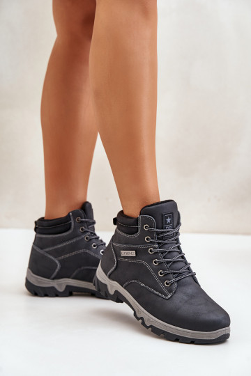 bottes de randonnée pour hommes réchauffer en cuir écologique bleu foncé Neramia