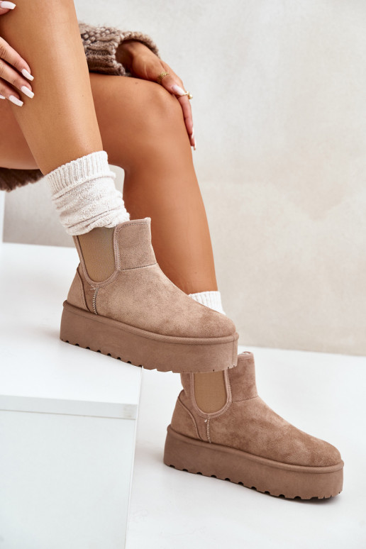 Bottes de neige Féminin avec une plateforme Z Elastycznymi DANSstaÀkami beige Rialine Bottes de neige Féminin avec une plateforme Z Elastycznymi DANSstaÀkami beige Rialine