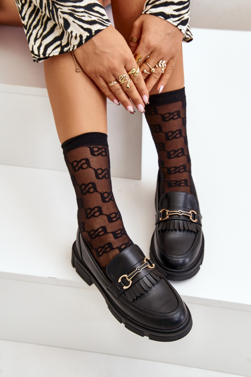 mocassins pour femmes avec des ornements Eko Peau couleur noire Tialorae