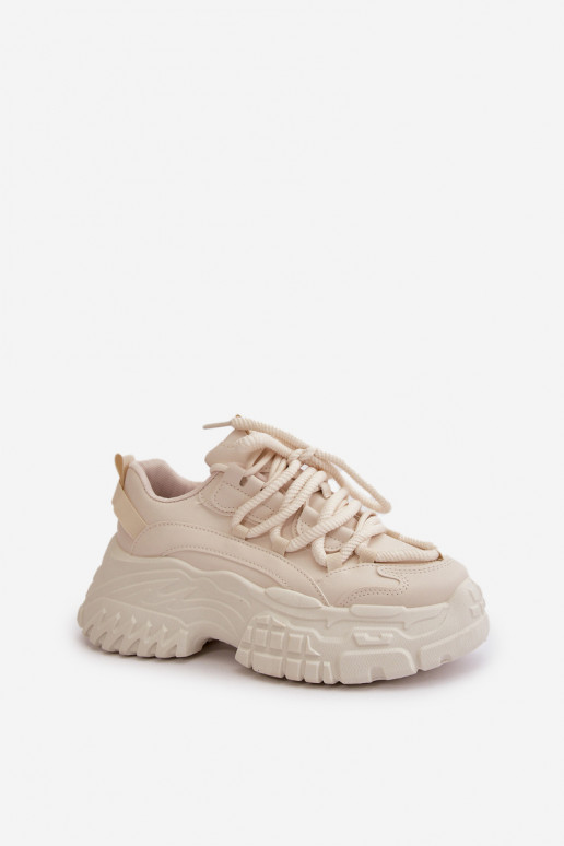 Baskets modèle chaussures femme à semelles massives à la mode de couleur ivoire Nevela Baskets modèle chaussures femme à semelles massives à la mode de couleur ivoire Nevela