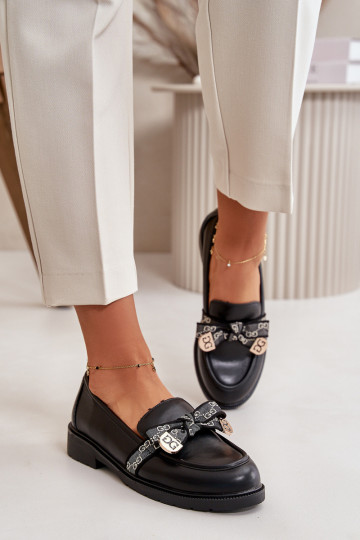 Féminin Mocassins avec des rubans S.Barski HY42-331 couleur noire 2