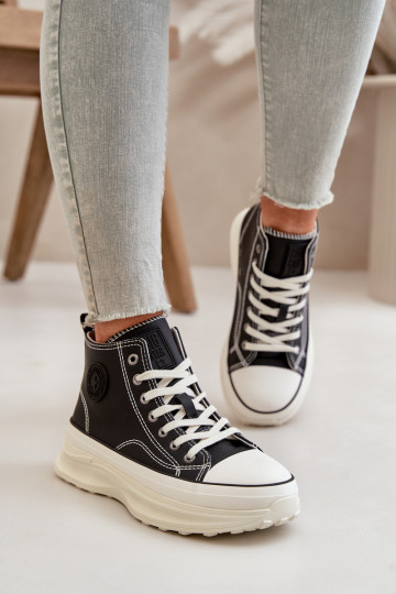 Chaussures de loisirs avec plateforme en simili cuir Big Star OO274063 noir