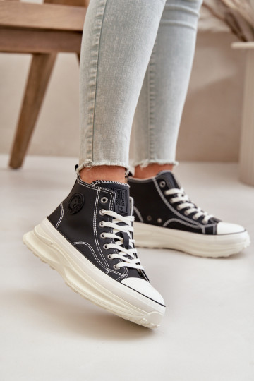 Chaussures de loisirs avec plateforme en simili cuir Big Star OO274063 noir 2