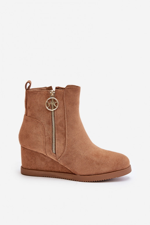 réchauffer Bottes avec une plateforme avec fermetures éclair décoratives en daim écologiqueoÀe marron Leretha