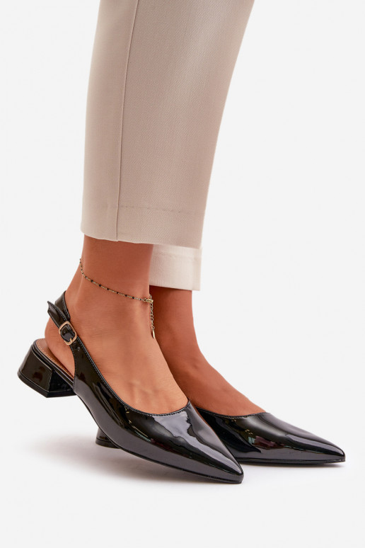 Ballerines laquées Sur un talon bas Z Noskami avec des nez pointus couleur noire Anarinne Ballerines laquées Sur un talon bas Z Noskami avec des nez pointus couleur noire Anarinne