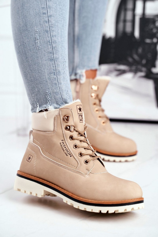 Chaussures femme modèle Timber avec chauffage à l intérieur beige Tiempo