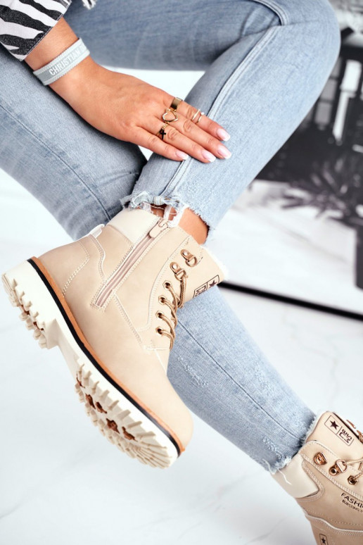 Chaussures femme modèle Timber avec chauffage à l intérieur beige Tiempo