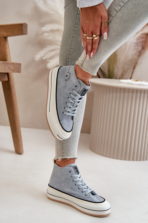 réchauffer Chaussures de loisirs avec une plateforme Eko Peau Big Star OO274069 couleur bleue